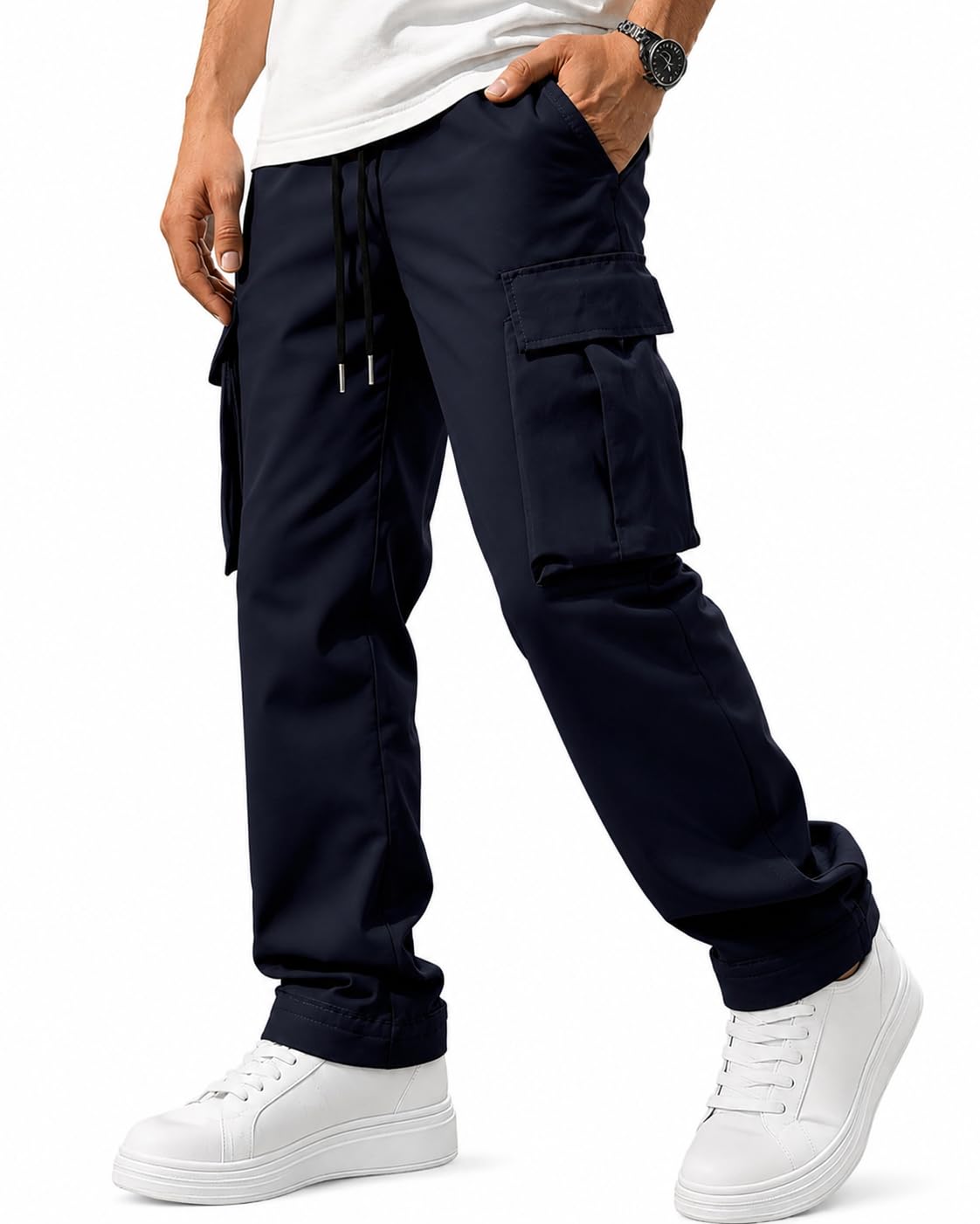 Men's Casual Cargo Pants Hiking Drawstring Pants
