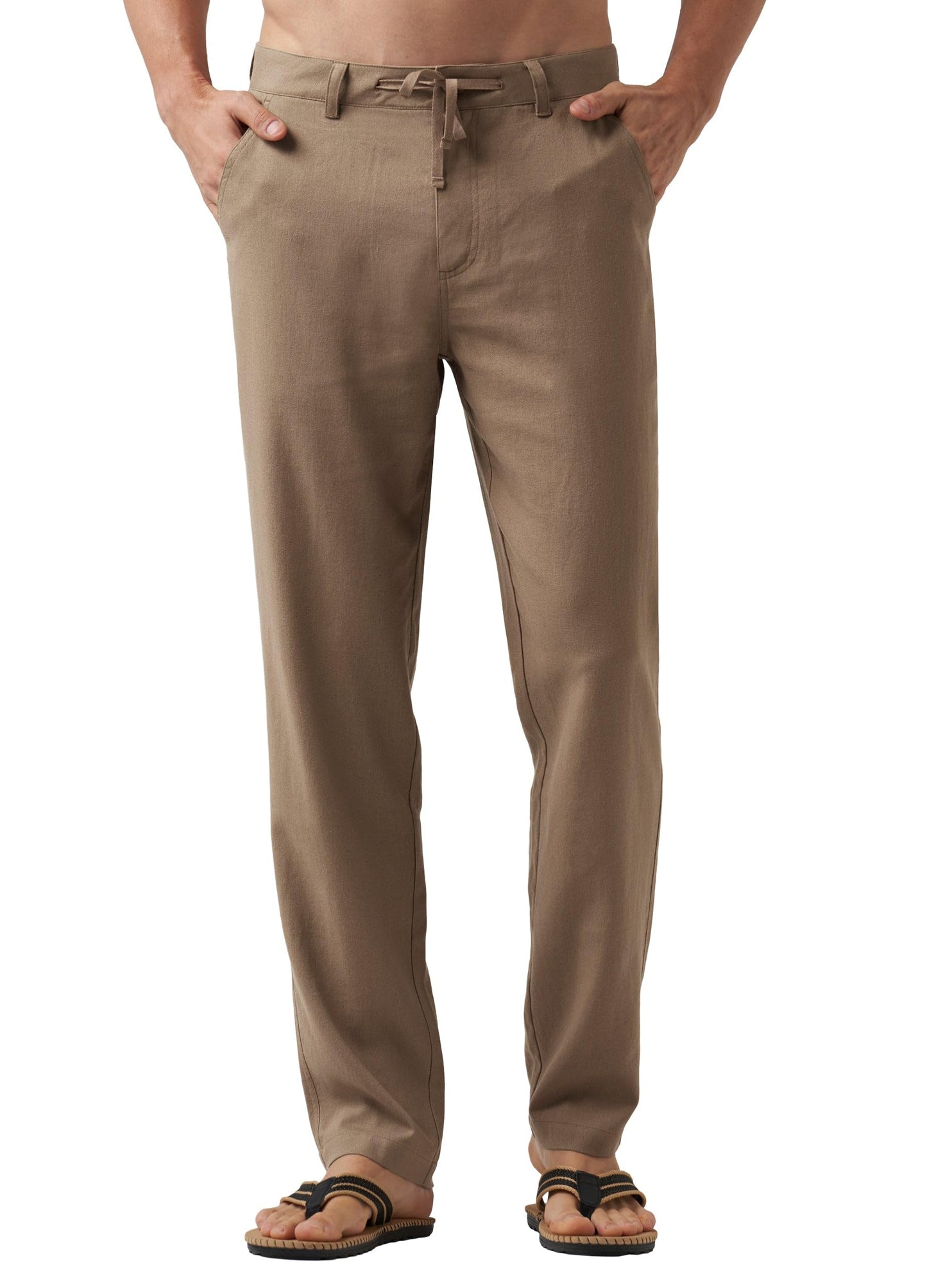 Willit Men's Linen Pants Casual with Pockets 29" 30" 32" | Linen Dress Pants, Drawstring, Beach Summer Travel, Lightweight Trousers