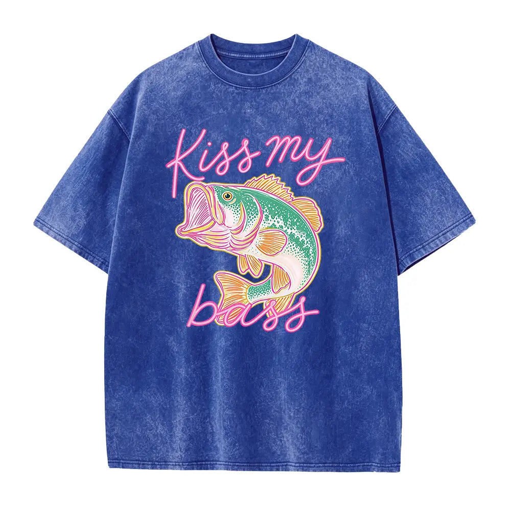 Kiss My Bass Fish T-Shirt, Beach Tee, Preppy Vibes Shirt