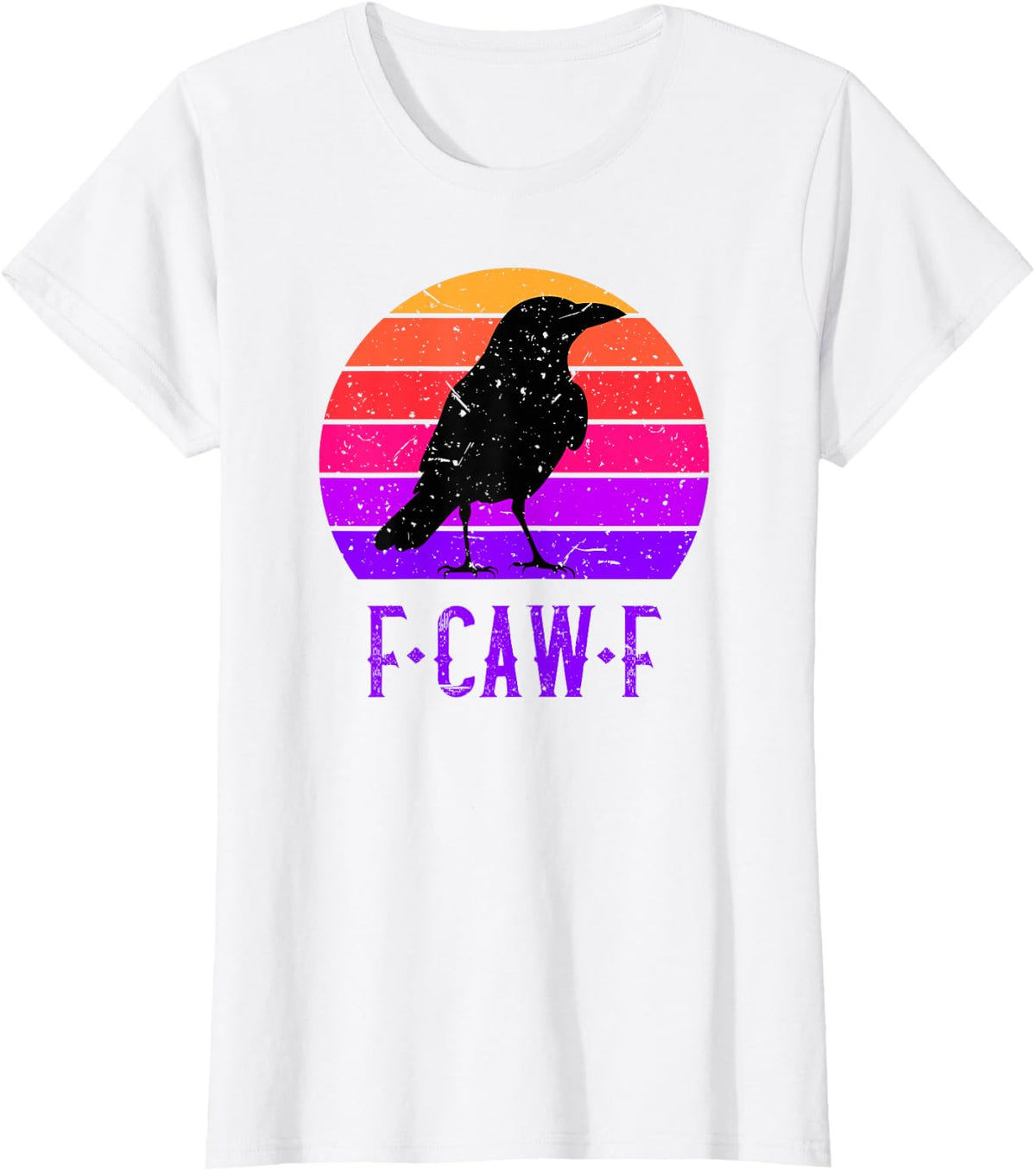 F-Caw-F Black Crow Black Bird Retro Sunset Vintage F-Caw-F T-Shirt