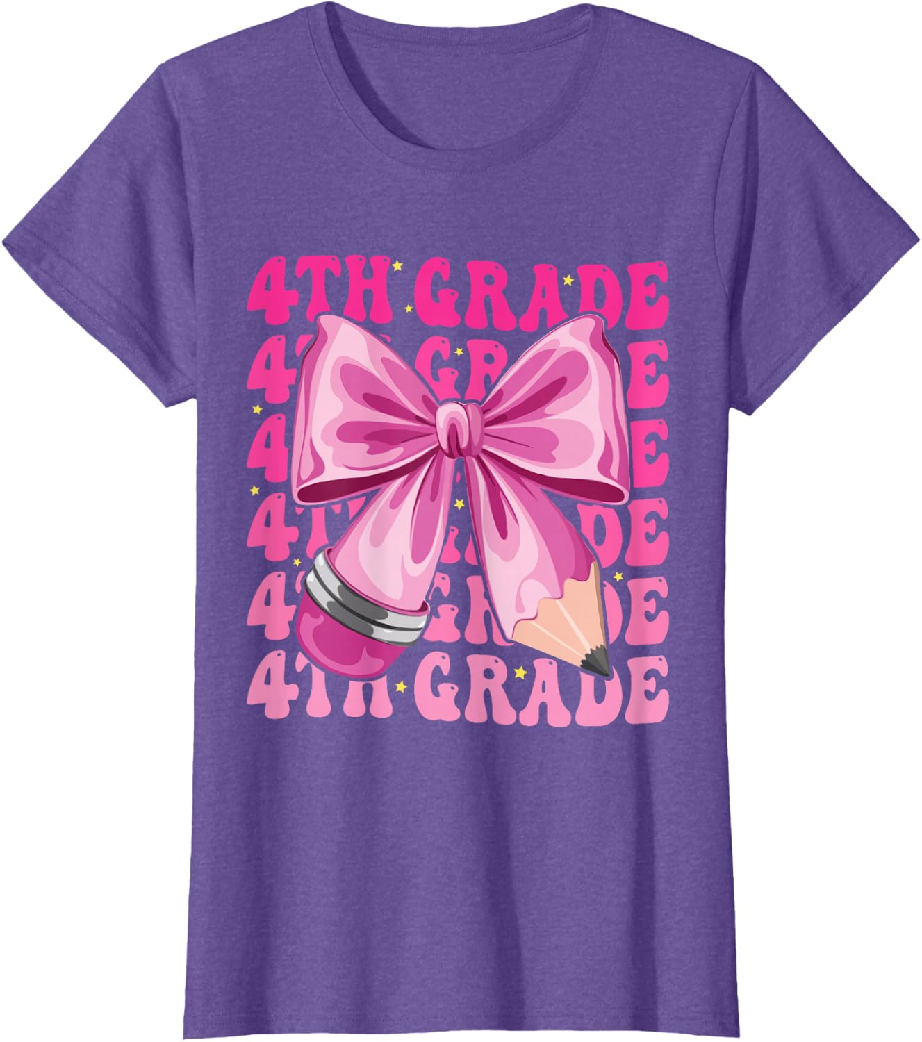 First Day of 4th Grade Girls Coquette Bow Back to School T-Shirt