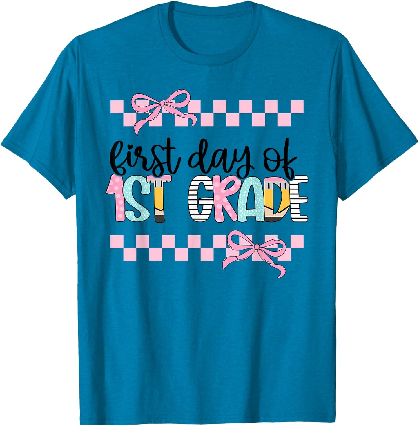 First Day of 1st Grade Teacher Girl Coquette Back to School T-Shirt