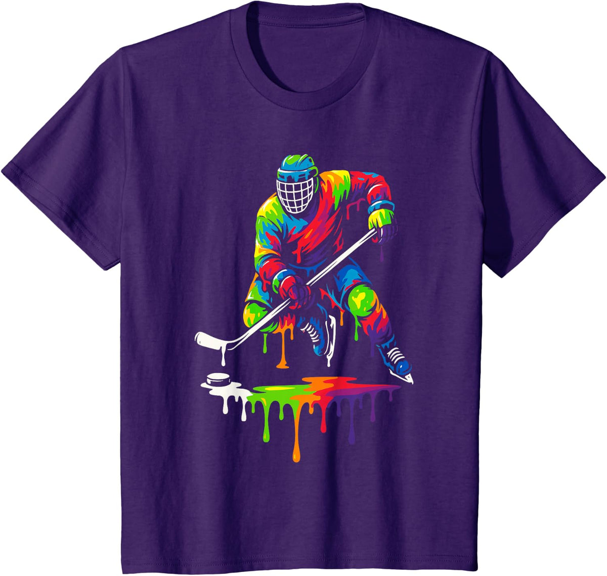 Colorful Hockey Ice Cream Drip Player T-Shirt