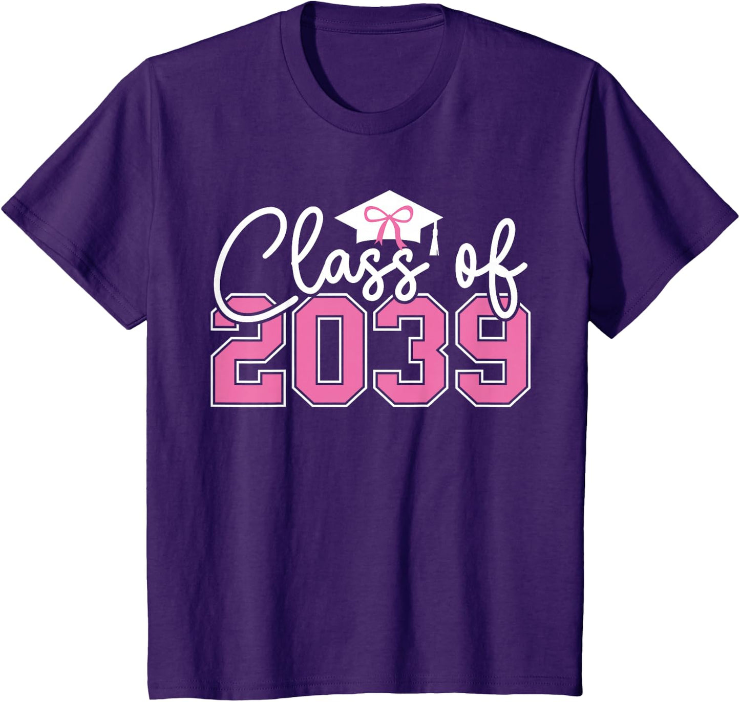 Class of 2039 Grow with Me 2039 Graduation Pink Bow Girls T-Shirt