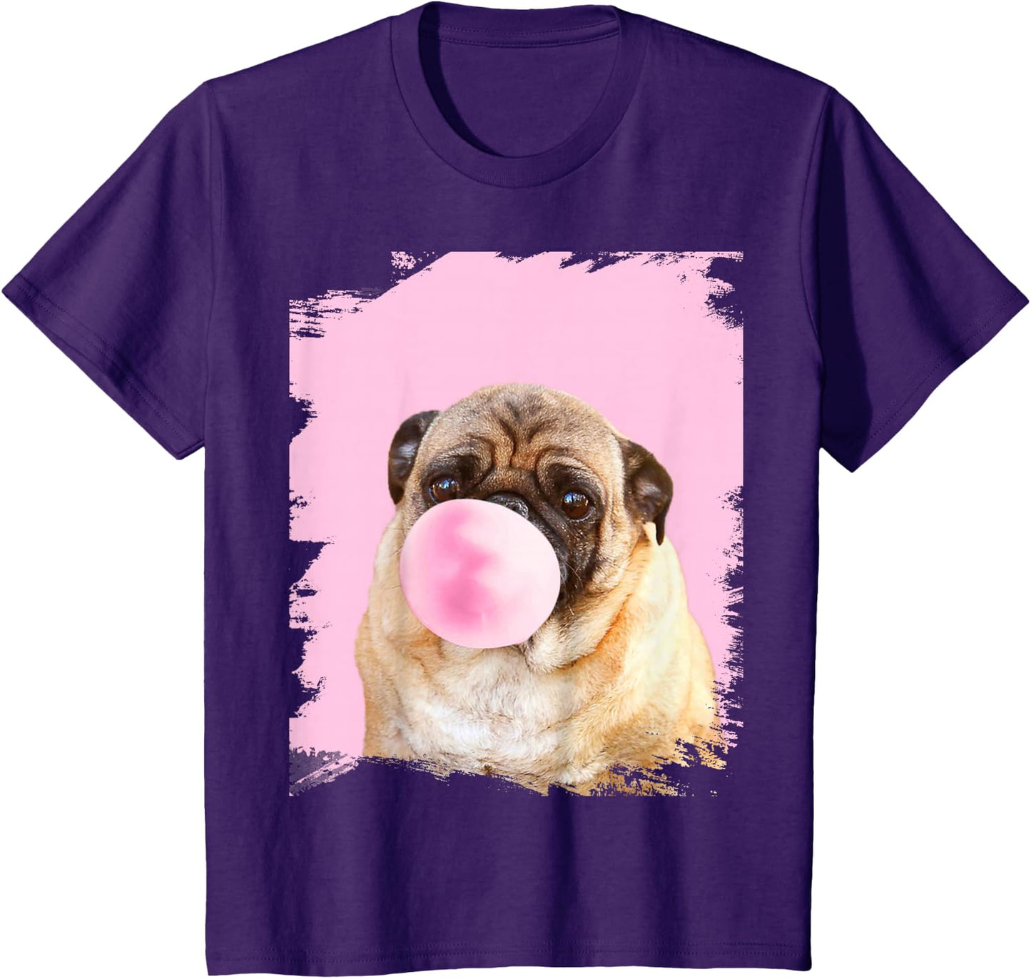 Cute Pug Dog Chewing Pink Gum T-Shirt