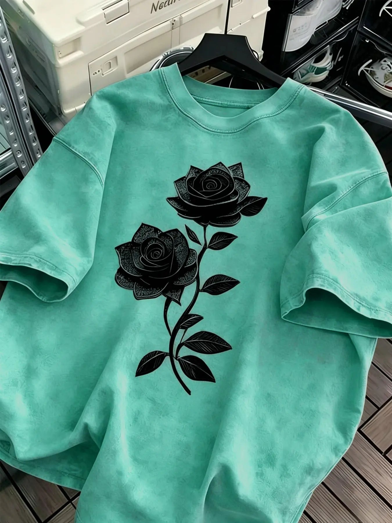 Unisex Y2K Floral Print Washed Cotton Short Sleeve T-Shirt, Casual Fashion Top for Men and Women, Comfortable Summer Wear