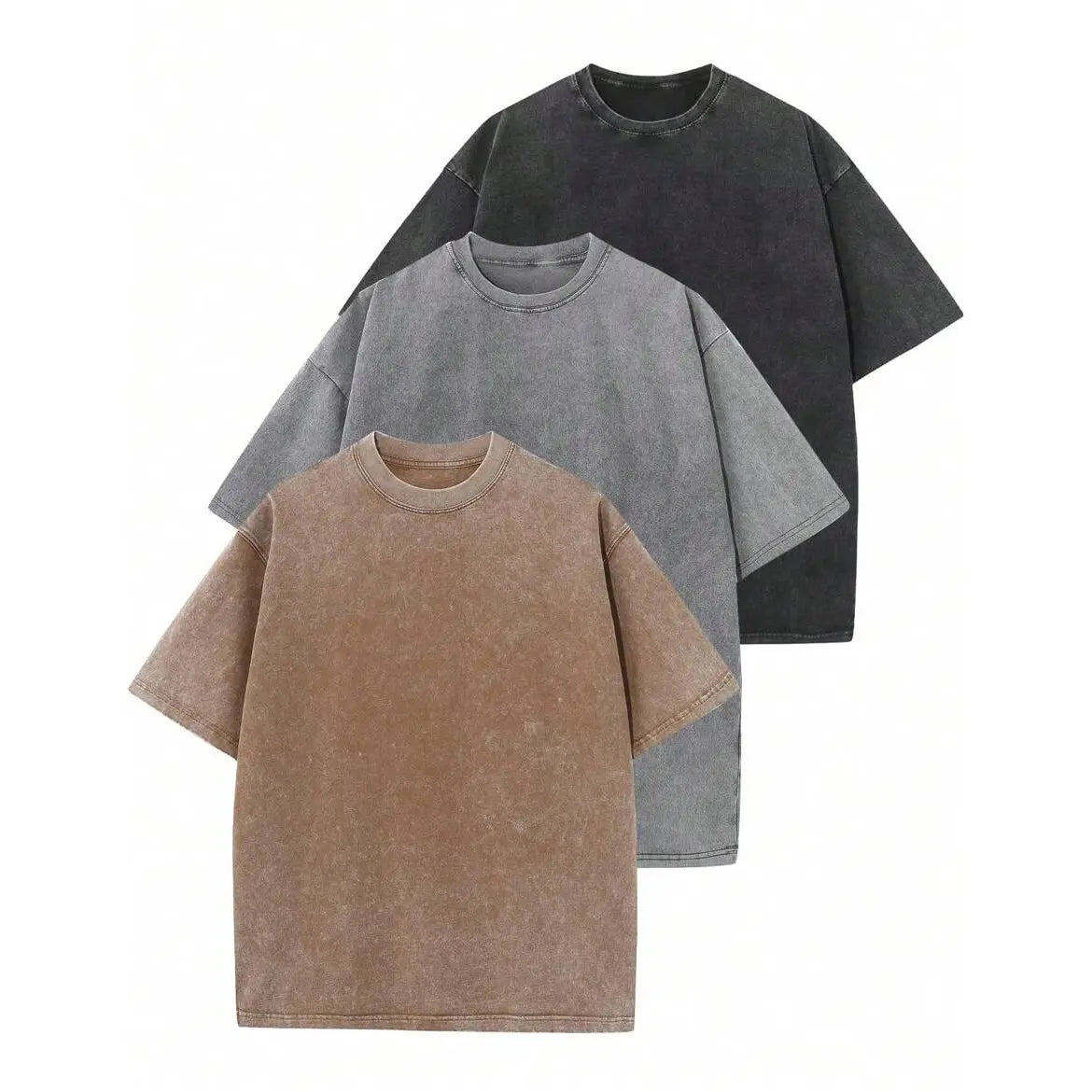 3Pack Unisex heavyweight washed cotton T-shirt, loose drop-shoulder, vintage street style summer casual tee (available in 3-pack and single pack options) Streetwear Distressed Stylish Menswear.men's wear flash sale.summervibes