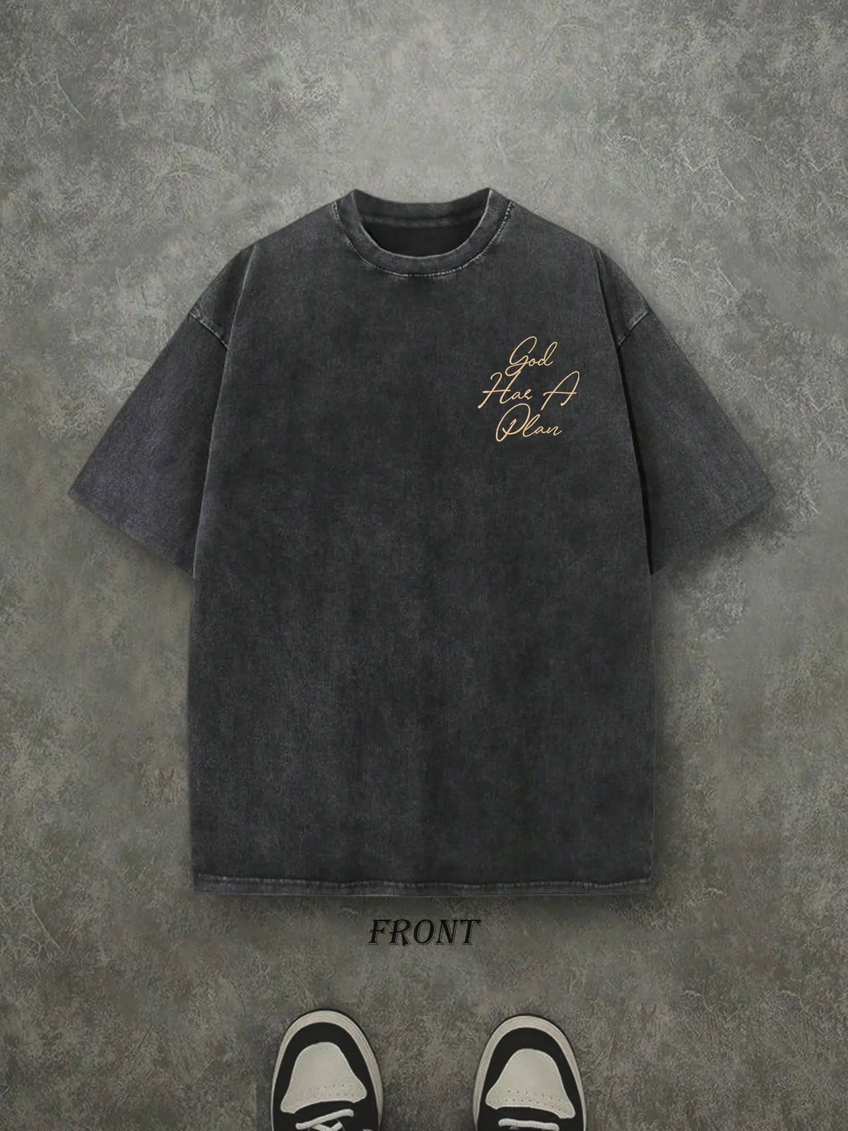 "God Has a Plan" Double-Sided Print Vintage Tee | 230gsm Heavyweight Washed Cotton Christian Streetwear, Unisex Wide-Shoulder Fit, High-Quality Casual Top for Men & Women