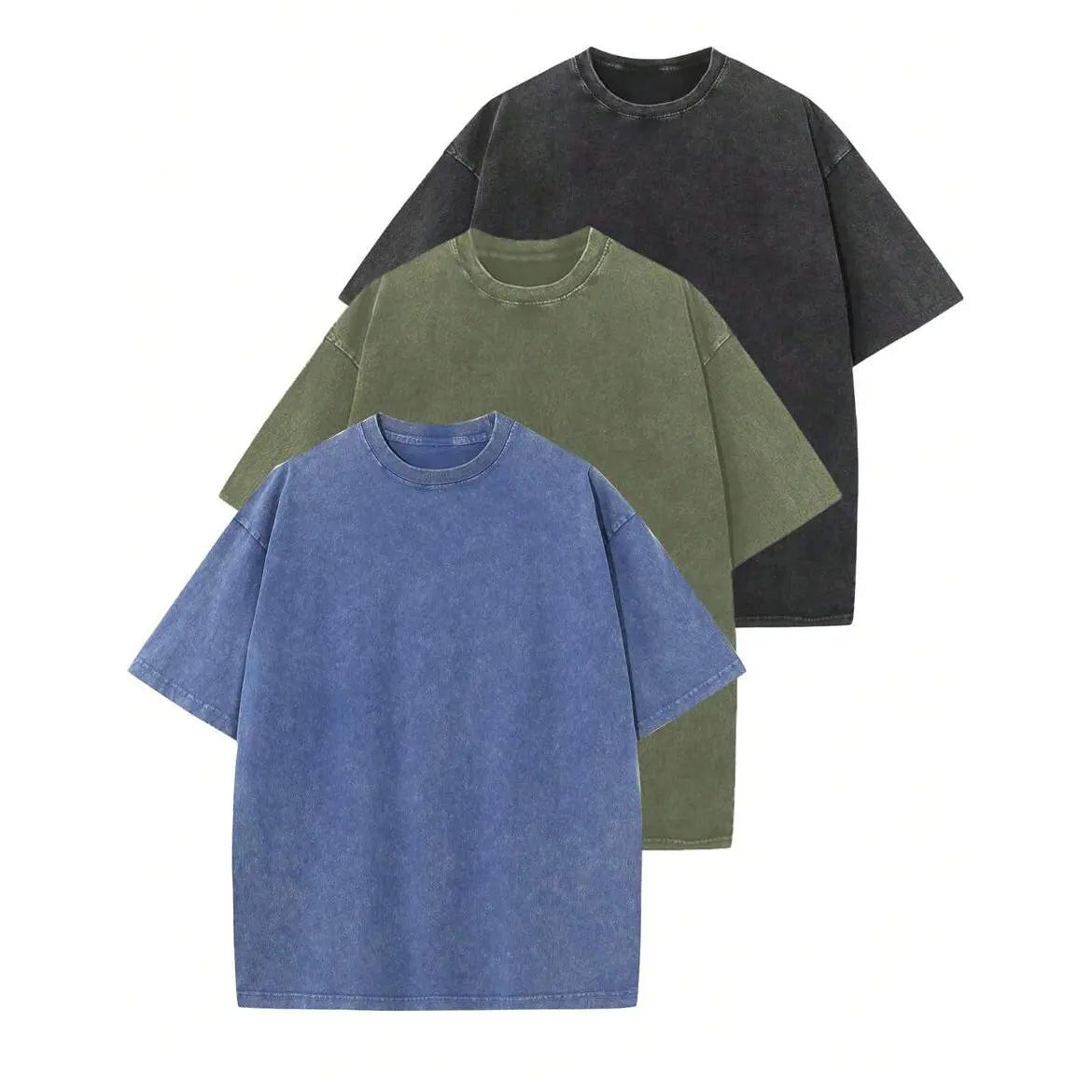 3Pack Unisex heavyweight washed cotton T-shirt, loose drop-shoulder, vintage street style summer casual tee (available in 3-pack and single pack options) Streetwear Distressed Stylish Menswear.men's wear flash sale.summervibes