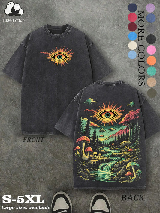 Retro-inspired, water-washed, heavyweight, relaxed fit, Loose, Graphic T-shirt for men and women, perfect for fans of alternative metal band tours, streetwear, gifts for vintage music enthusiasts, retro streetwear, casual, and commute