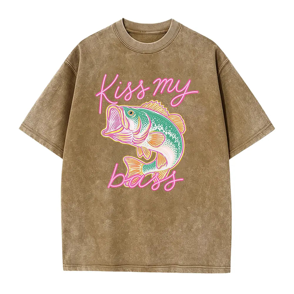 Kiss My Bass Fish T-Shirt, Beach Tee, Preppy Vibes Shirt