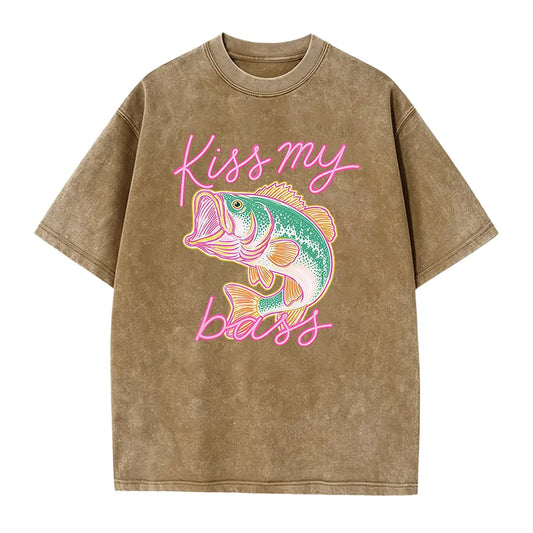 Kiss My Bass Fish T-Shirt, Beach Tee, Preppy Vibes Shirt
