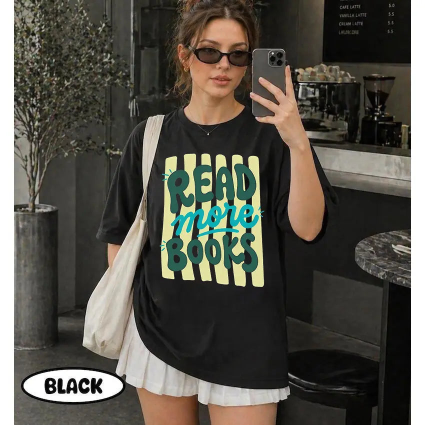 Read More Books T-Shirt Book Lover Gifts, Trendy Stripes Bookish Graphic Tee
