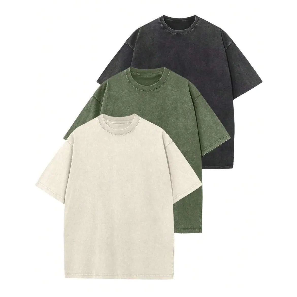 3Pack Unisex heavyweight washed cotton T-shirt, loose drop-shoulder, vintage street style summer casual tee (available in 3-pack and single pack options) Streetwear Distressed Stylish Menswear.men's wear flash sale.summervibes