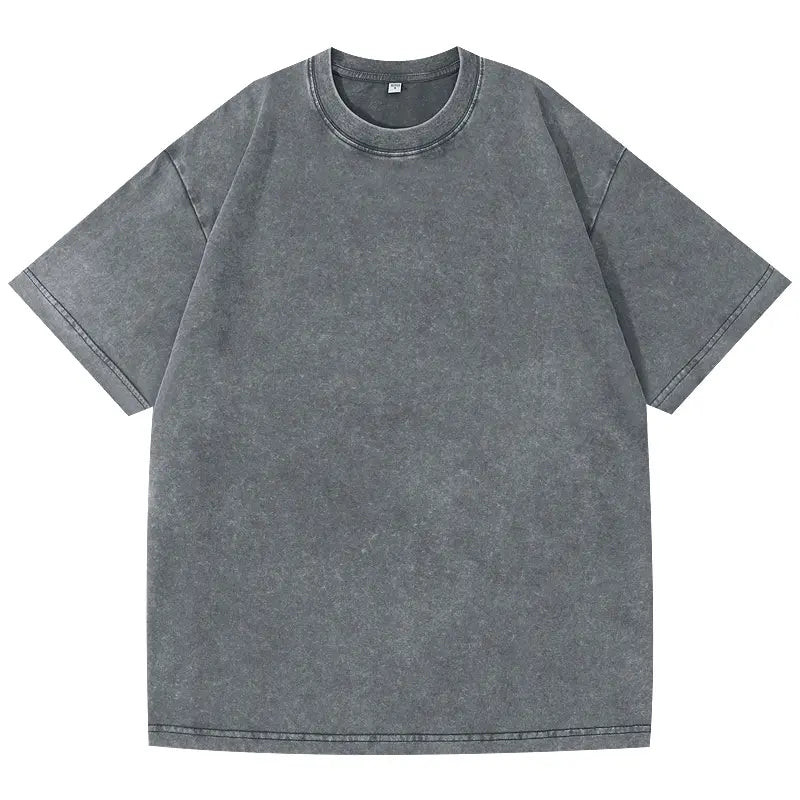 Men's 5-Piece Casual Menswear Round Neck Short-Sleeve T-Shirts - American Retro Washed Loose Cotton Streetwear Multi-Color Daily Wear Tops