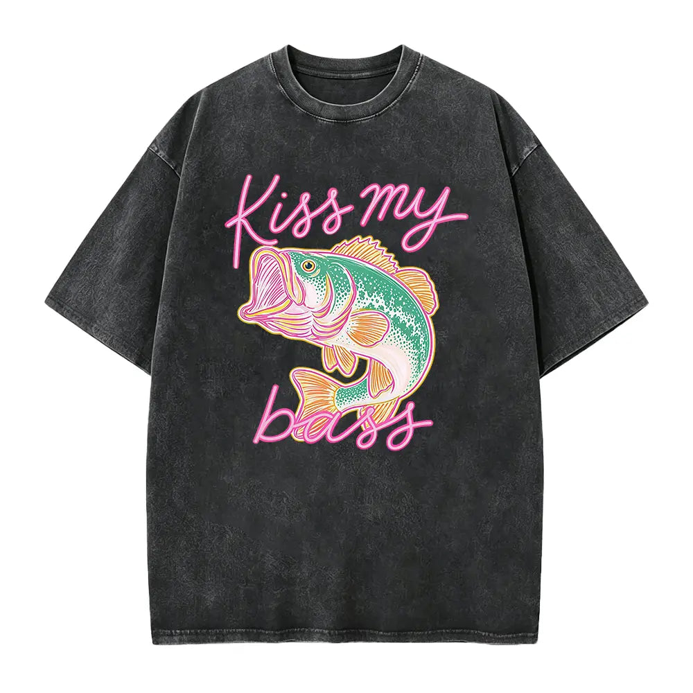 Kiss My Bass Fish T-Shirt, Beach Tee, Preppy Vibes Shirt