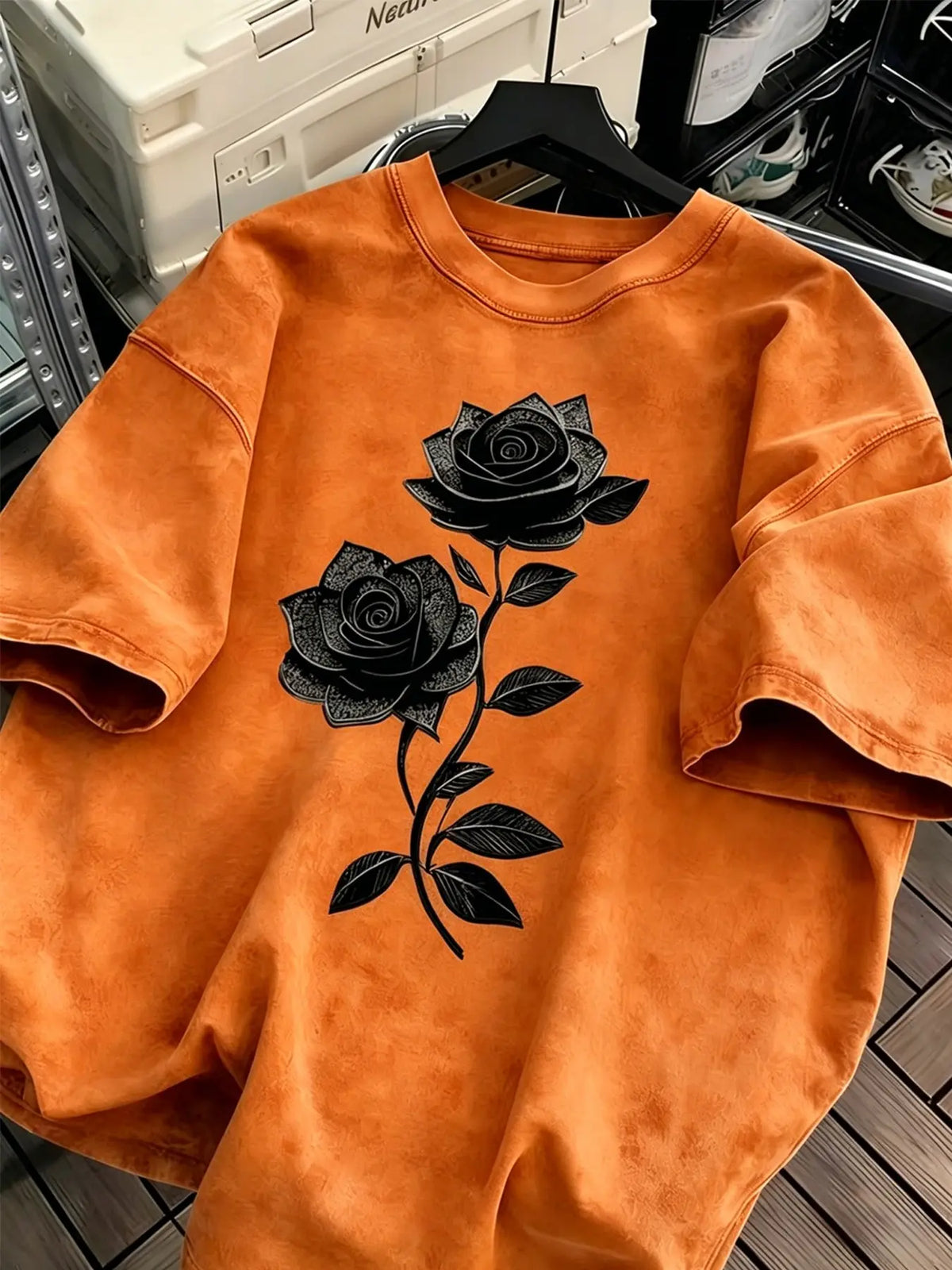 Unisex Y2K Floral Print Washed Cotton Short Sleeve T-Shirt, Casual Fashion Top for Men and Women, Comfortable Summer Wear