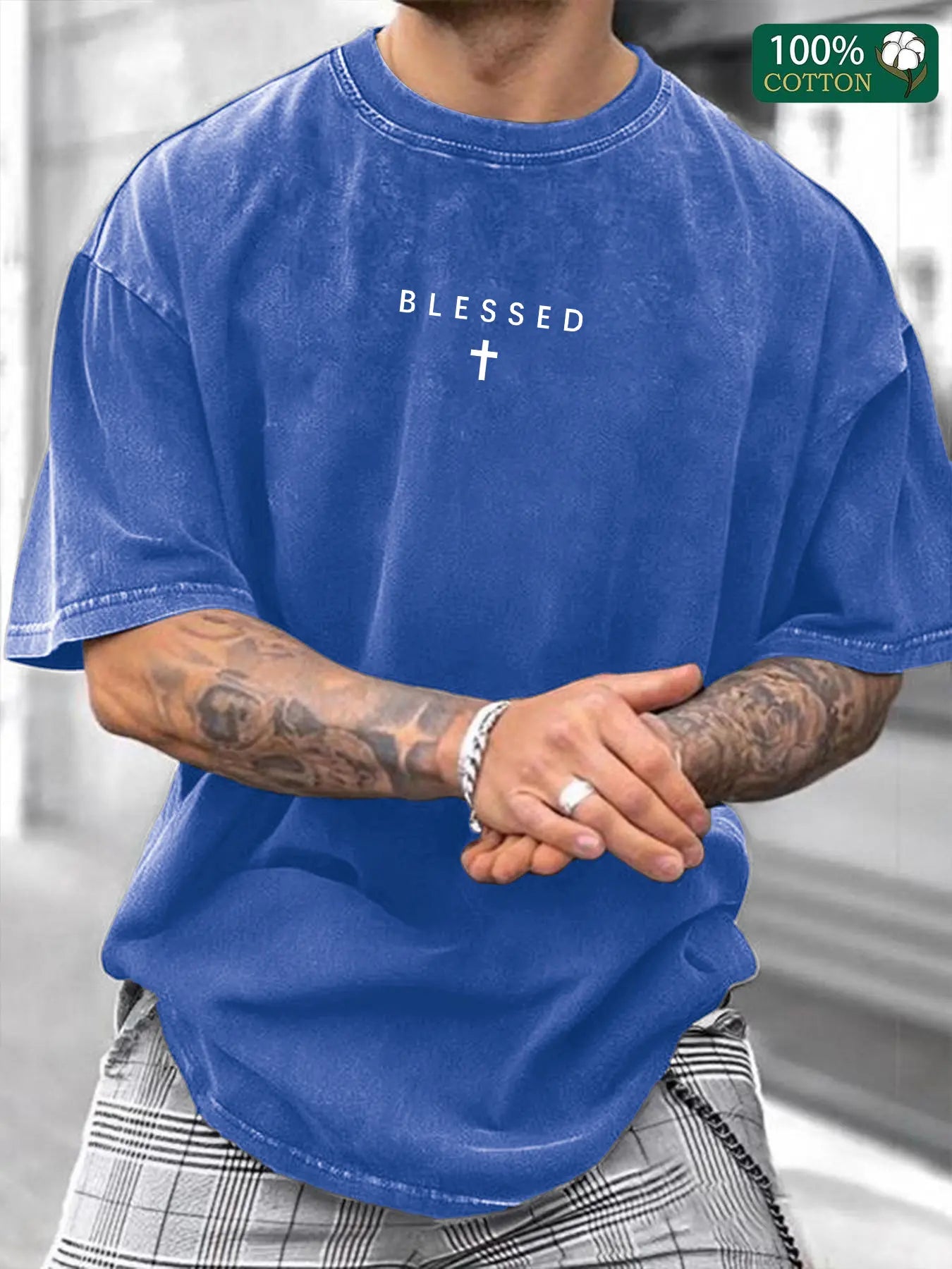 Men's Short Sleeve T-Shirt, Long, Graphic Print, American Vintage Washed Cotton, Street Dance Fashion, Streetwear, Casual Fit, Summer Wear, Fitted