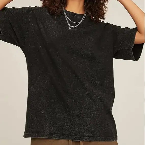 1/4 Pack Unisex 100% Cotton Vintage Wash T Shirts, Essential Crewneck Tees for Streetwear, Travel, Music Festivals & Everyday Basics, Soft Pre Shrunk Wardrobe Bundle