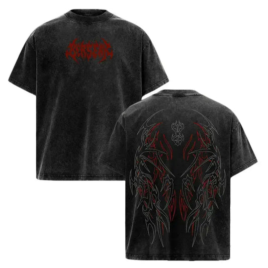Men's Berserk Graphic Top, Vintage Washed Heavy Cotton, Oversized Shortsleeve Unisex Streetwear Pump Cover, Tshirt, Fitness, Tee, Workout, Casual, Soft, Oversized T Shirt, Loose, Vintage T Shirts, Dark, Workout Tops