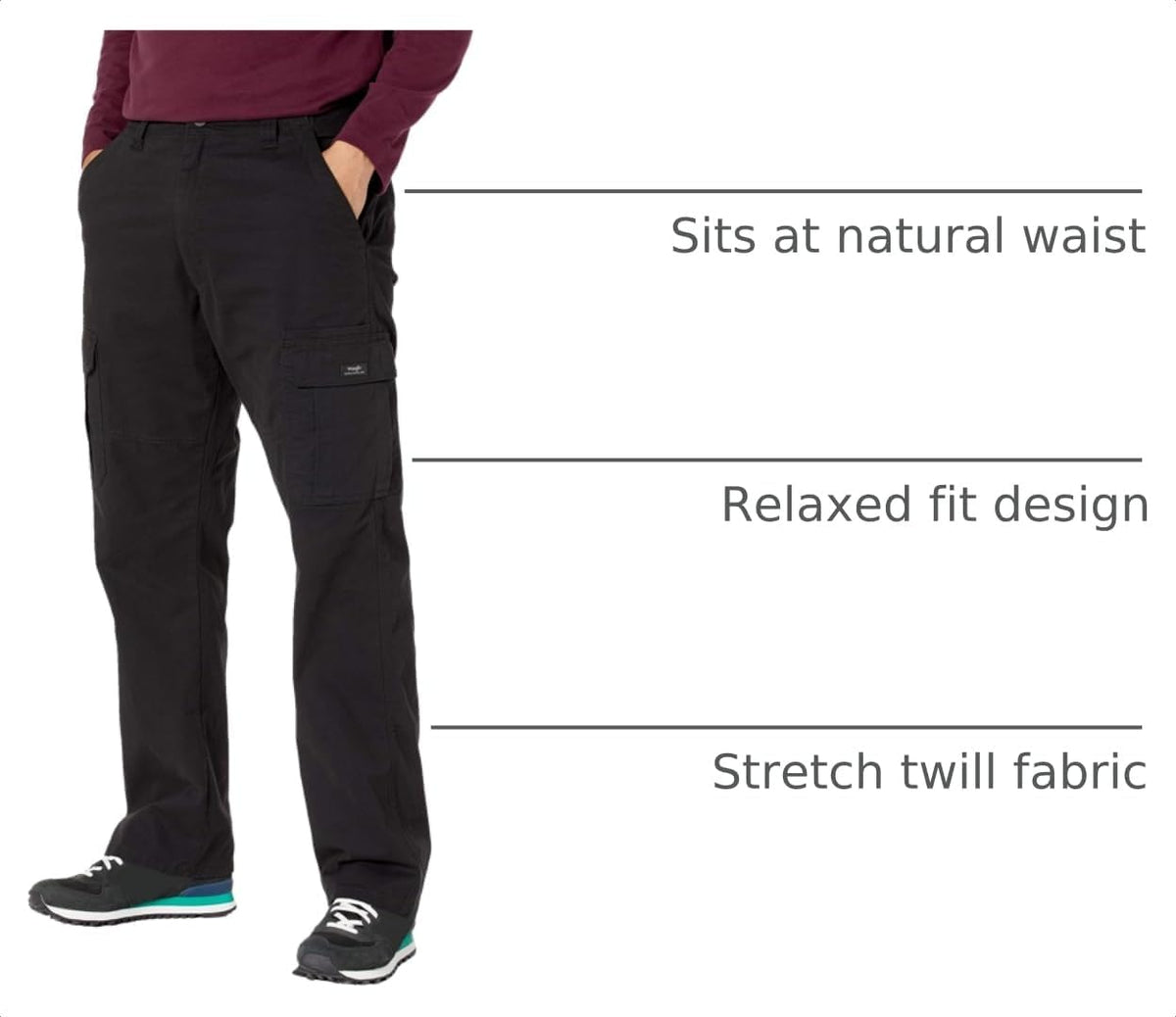 Wrangler Authentics Men's Relaxed Fit Stretch Cargo Pant