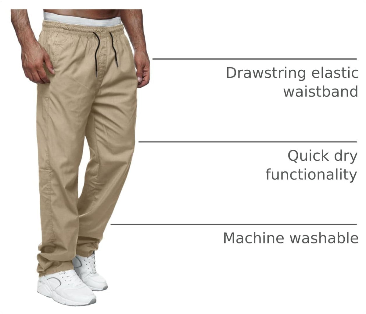 Comdecevis Men's Relaxed Fit Elastic Waist Casual Pants | Soft fabric, breathable joggers, drawstring design, sweatpants with pockets, travel, hiking