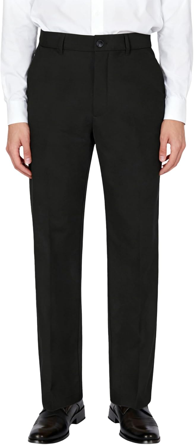 Soojun Men's Classic Fit Flex Waist Flat Front Dress Pant