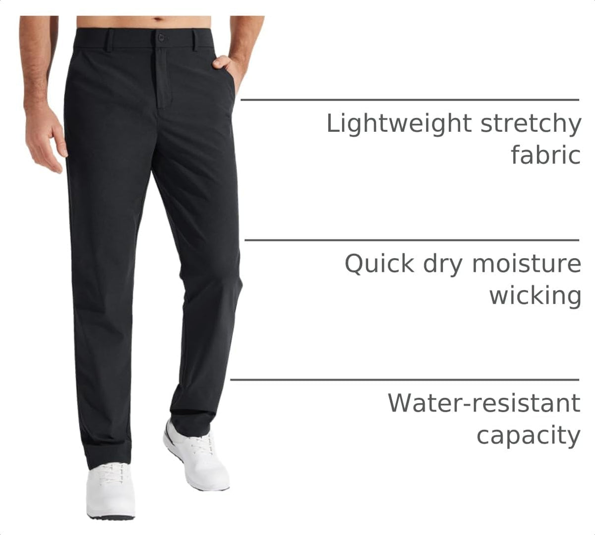 Libin Mens Golf Pants Stretch Work Dress Pants 30"/32"/34" Quick Dry Lightweight Casual Comfy Trousers with Pockets