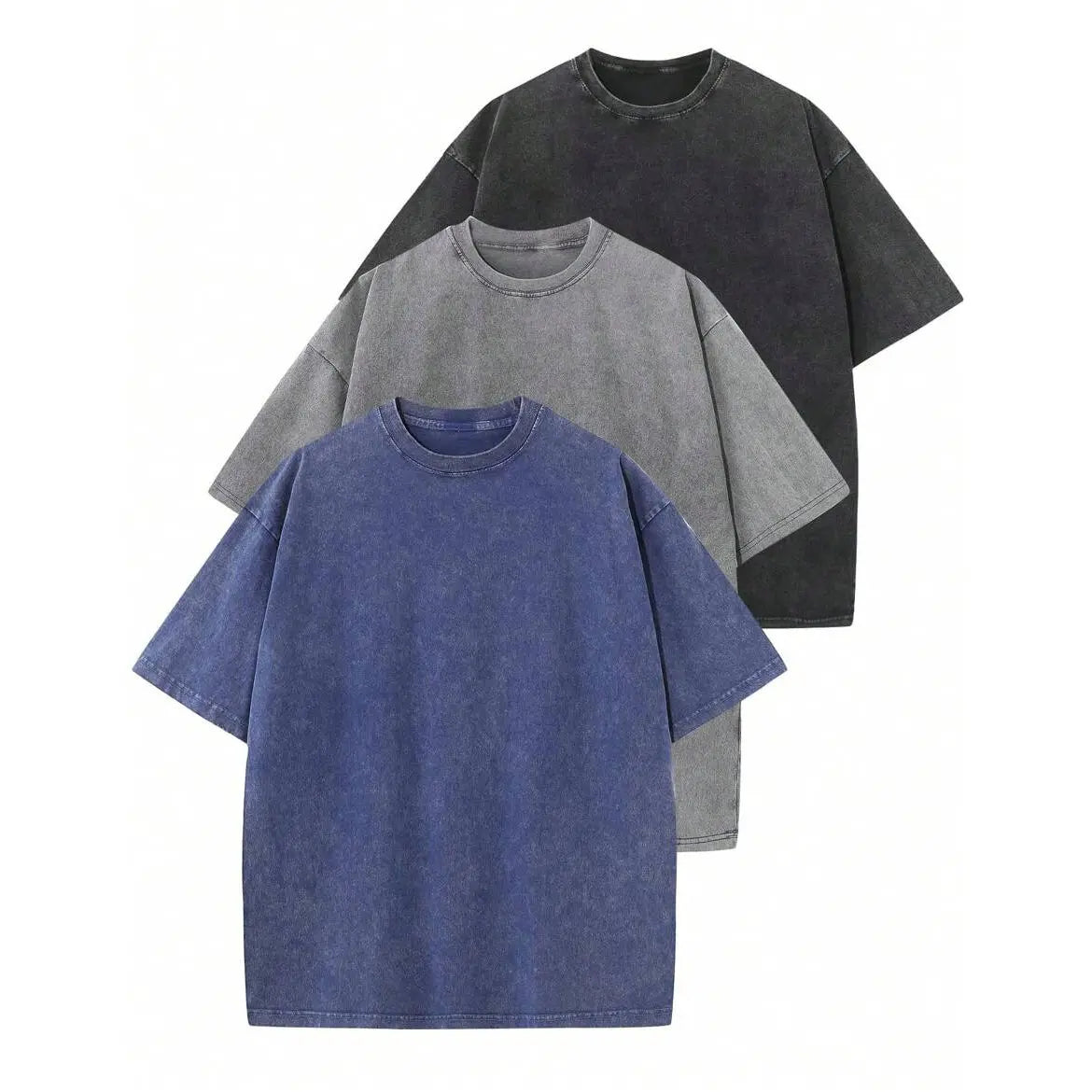 3Pack Unisex heavyweight washed cotton T-shirt, loose drop-shoulder, vintage street style summer casual tee (available in 3-pack and single pack options) Streetwear Distressed Stylish Menswear.men's wear flash sale.summervibes