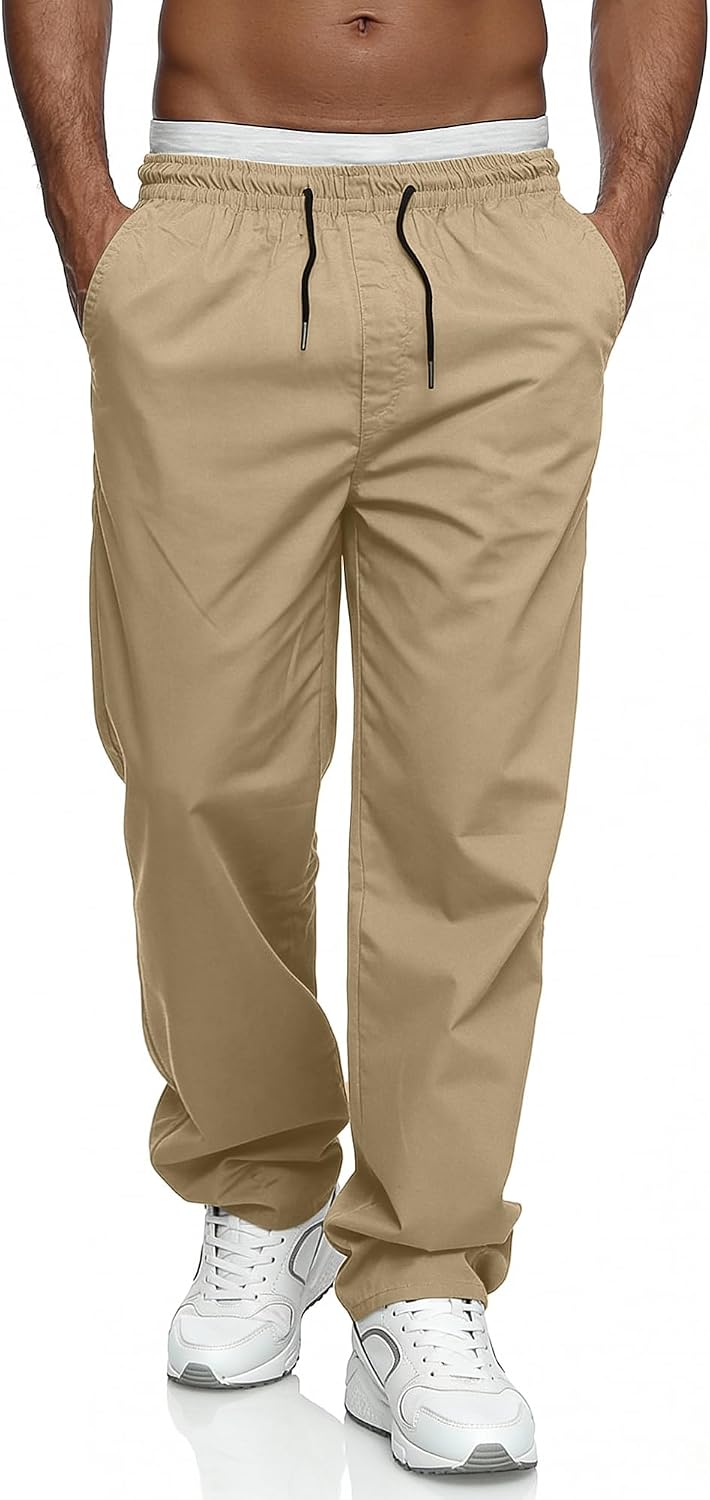 Comdecevis Men's Relaxed Fit Elastic Waist Casual Pants | Soft fabric, breathable joggers, drawstring design, sweatpants with pockets, travel, hiking