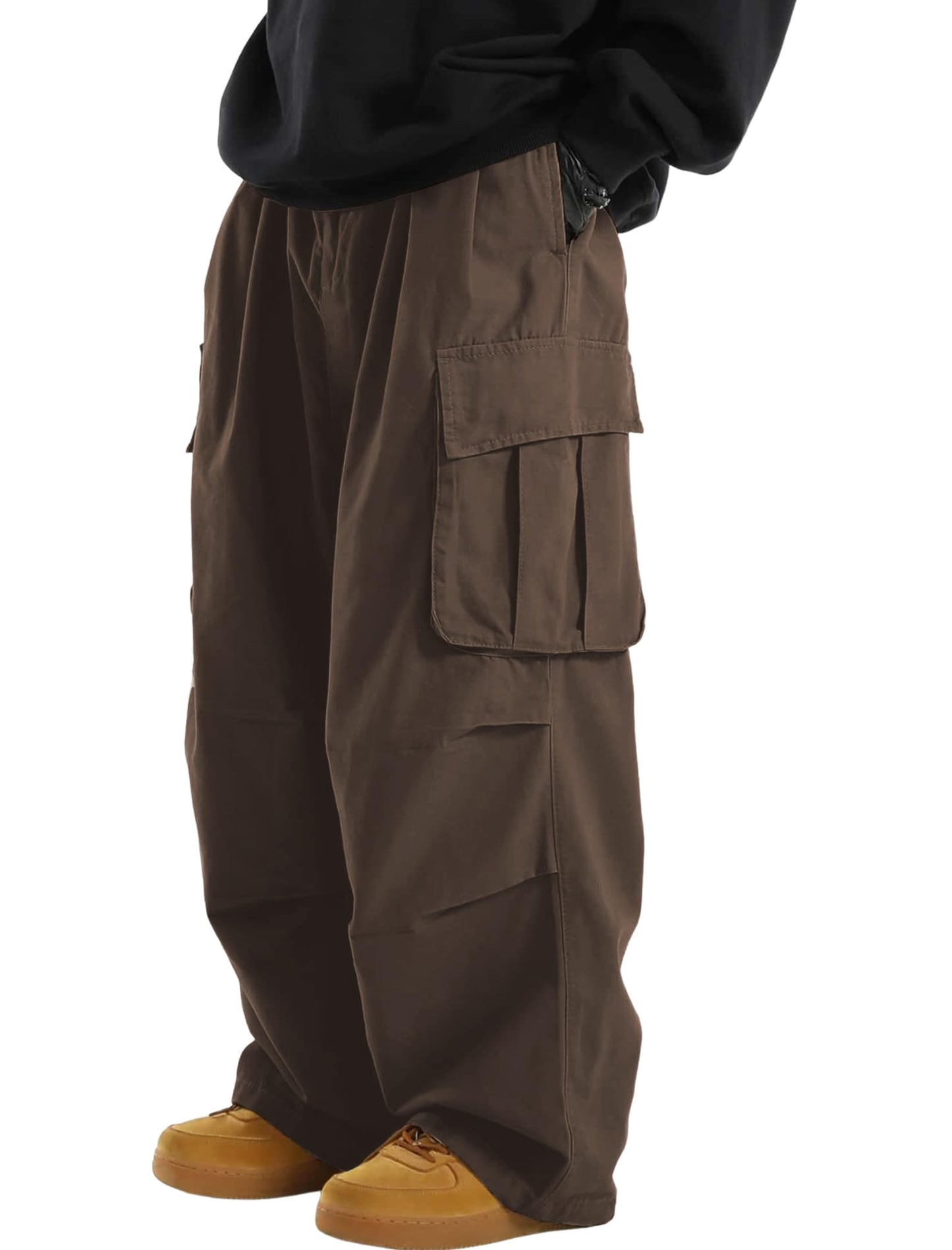 ZAFUL Men's Baggy Cargo Pants Drawstring Parachute Pant with Pockets | Wide Leg Pant,Y2k, Loose Fit, Joggers Hiking Pants, Hip Hop Pants, Flap Pockets, Streetwear