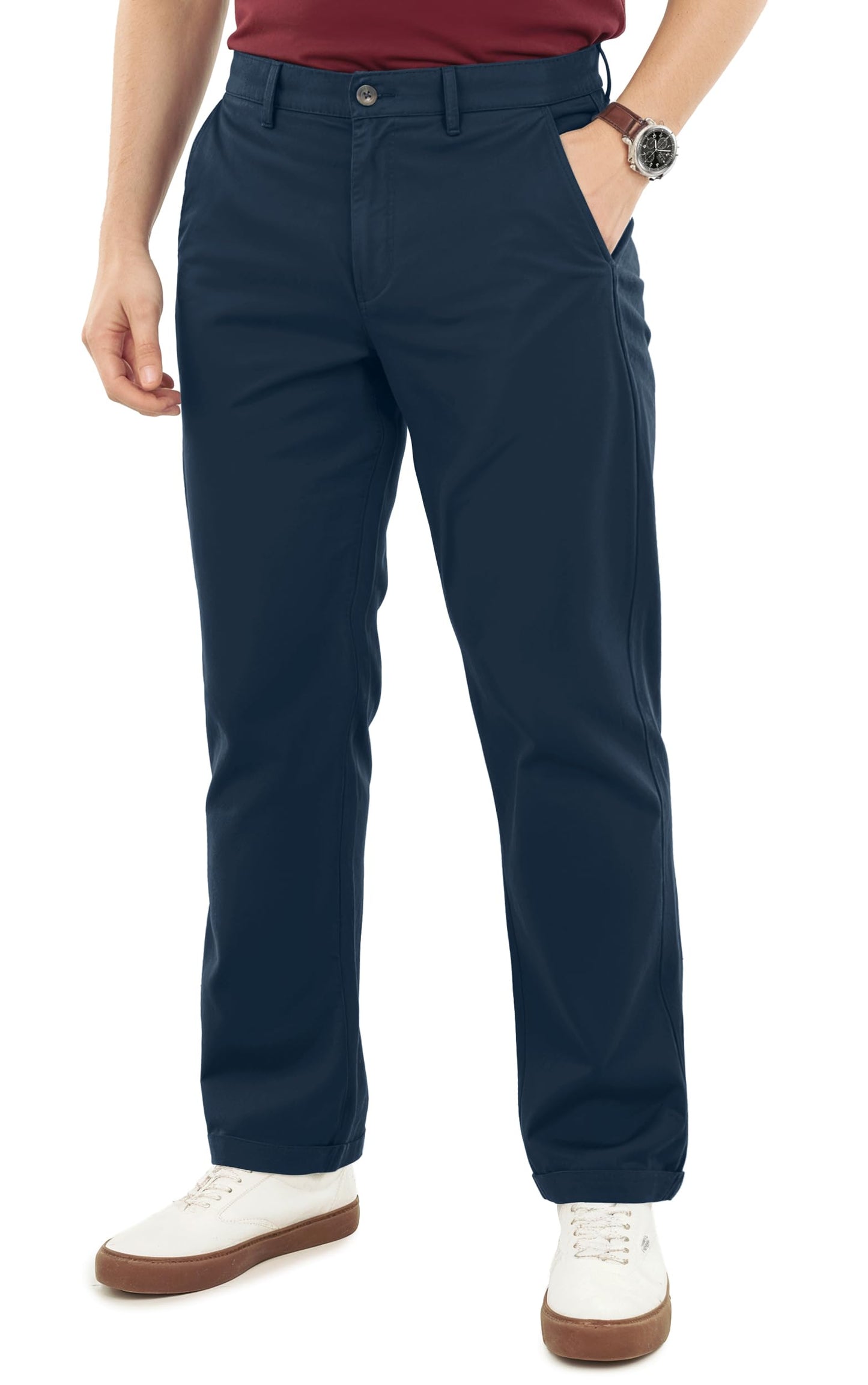 NY Threads Cotton Stretch Khaki Men Casual Chino Pants Relaxed Fit | Cotton Khaki Pant, Mid Rise, Soft Stretch Fabric, Button Closure, Multi Pocket