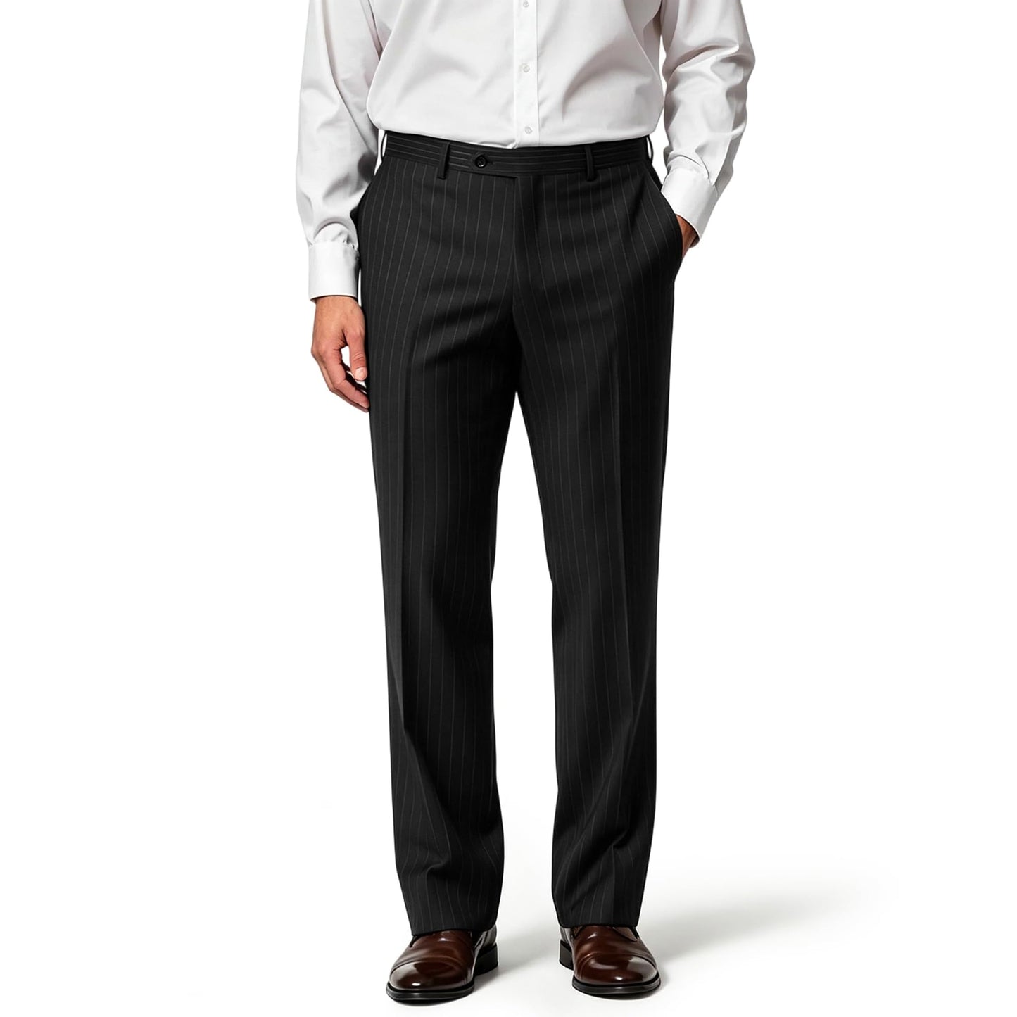Mens Dress Pants Classic Fit Wrinkle-Free Expandable Waist Slacks | Breathable Fabric, Work Business Office, Flat Front, 4 Pockets, Machine Washable
