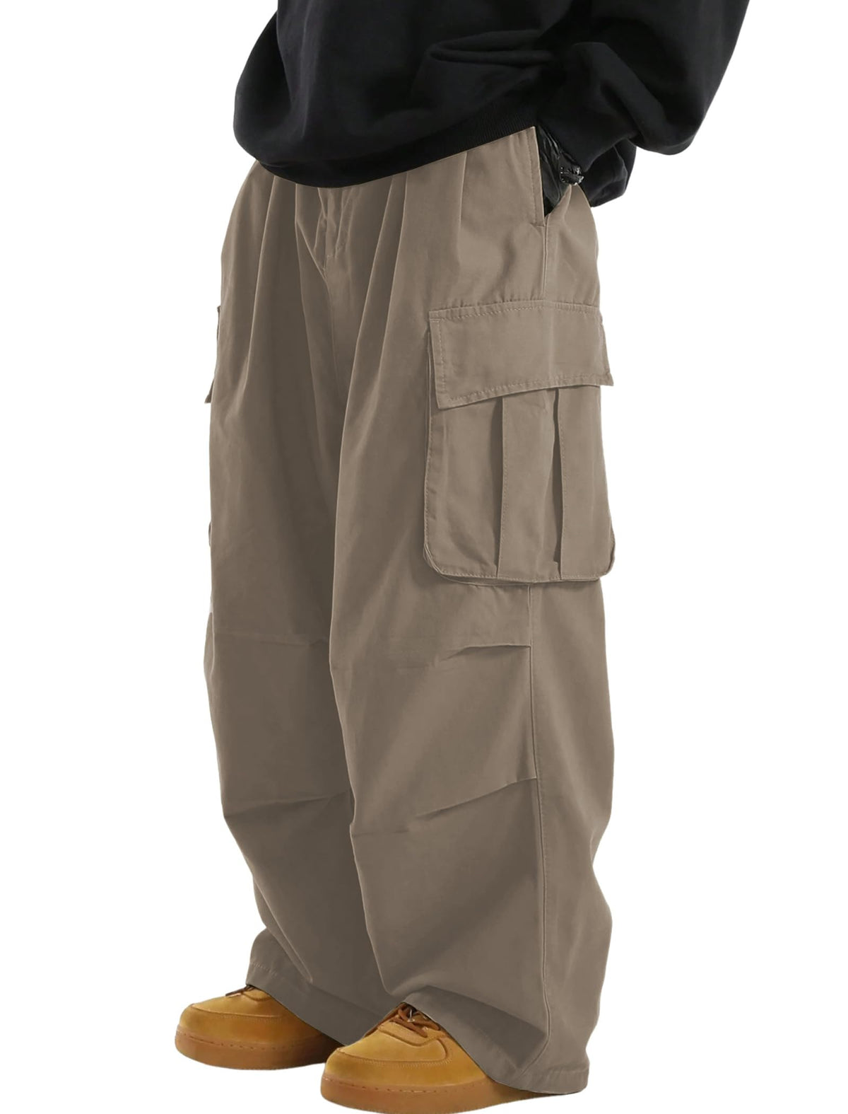 ZAFUL Men's Baggy Cargo Pants Drawstring Parachute Pant with Pockets | Wide Leg Pant,Y2k, Loose Fit, Joggers Hiking Pants, Hip Hop Pants, Flap Pockets, Streetwear