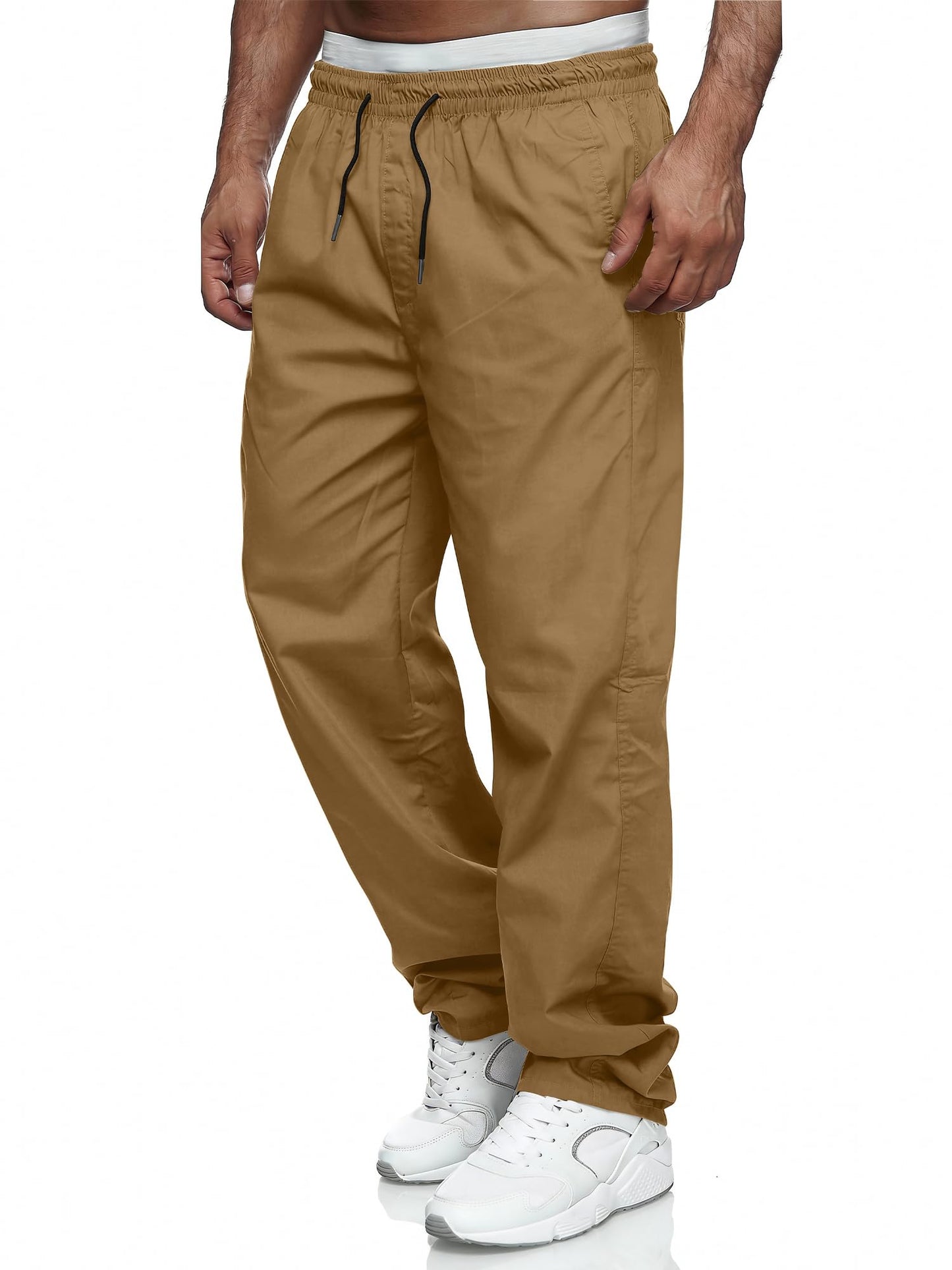 Comdecevis Men's Relaxed Fit Elastic Waist Casual Pants | Soft fabric, breathable joggers, drawstring design, sweatpants with pockets, travel, hiking