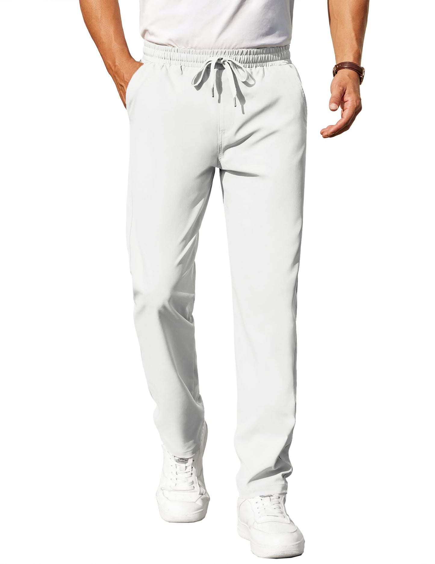 COOFANDY Mens Casual Pants Elastic Waist Chino Pants Lightweight Drawstring Pants with Pockets