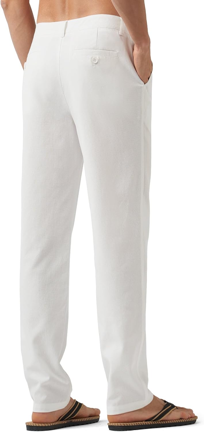 Willit Men's Linen Pants Casual Linen Dress Pants Beach Summer Lightweight Trousers 28" 30" 32"