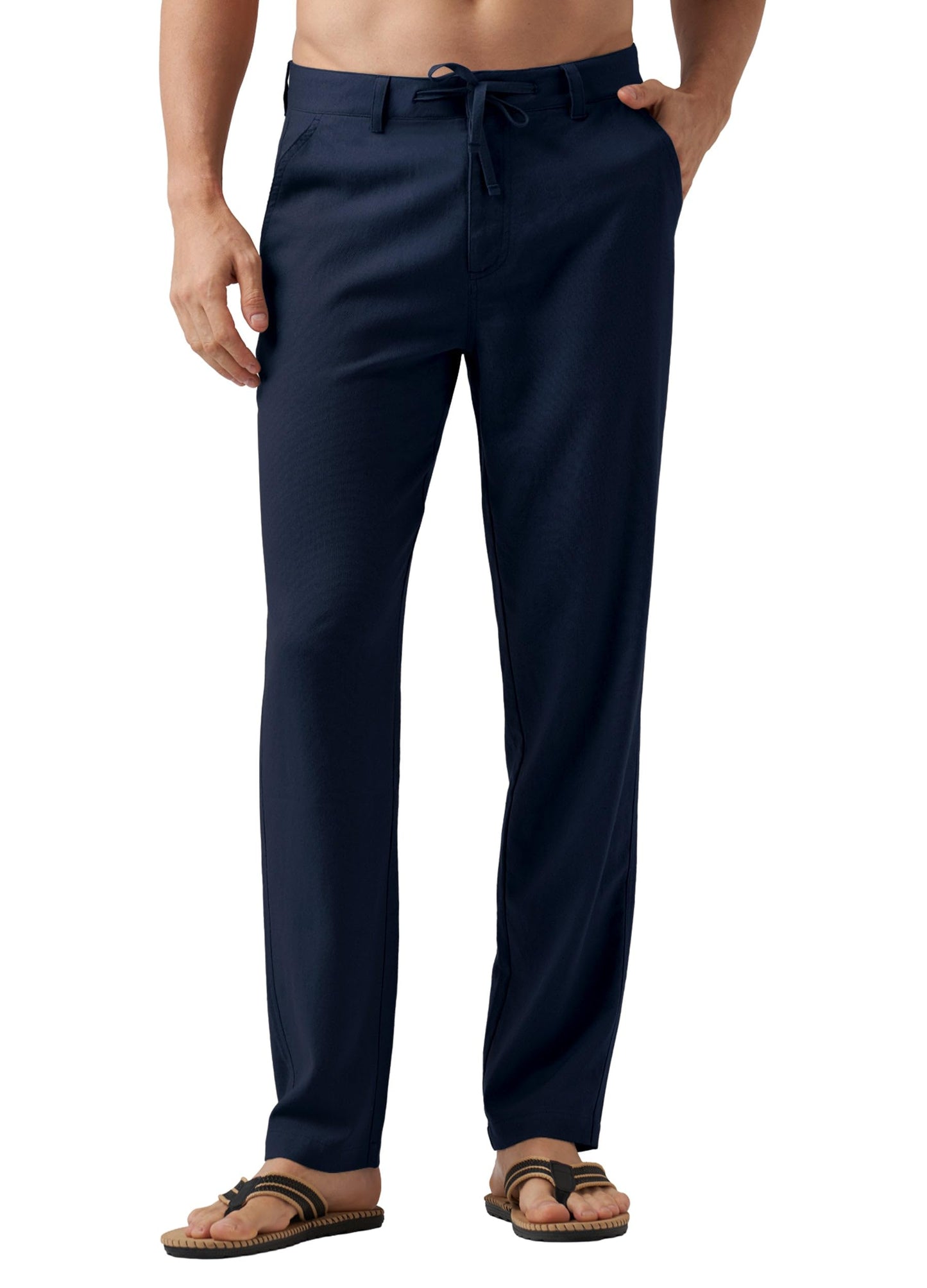 Willit Men's Linen Pants Casual with Pockets 29" 30" 32" | Linen Dress Pants, Drawstring, Beach Summer Travel, Lightweight Trousers