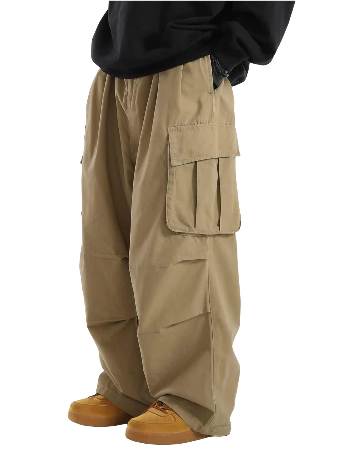 ZAFUL Men's Baggy Cargo Pants Drawstring Parachute Pant with Pockets | Wide Leg Pant,Y2k, Loose Fit, Joggers Hiking Pants, Hip Hop Pants, Flap Pockets, Streetwear