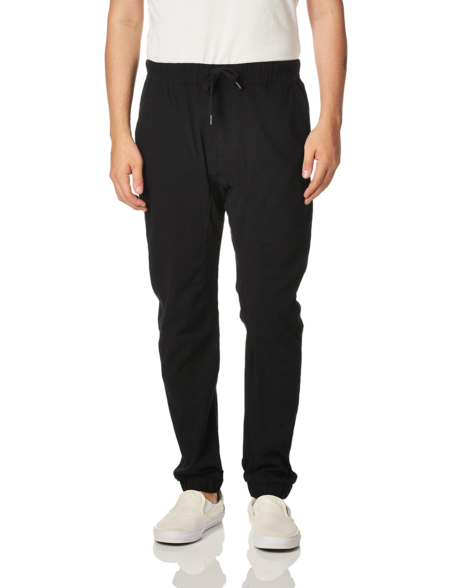 WT02 Mens Jogger Pants in Basic Solid Colors and Stretch Twill Fabric