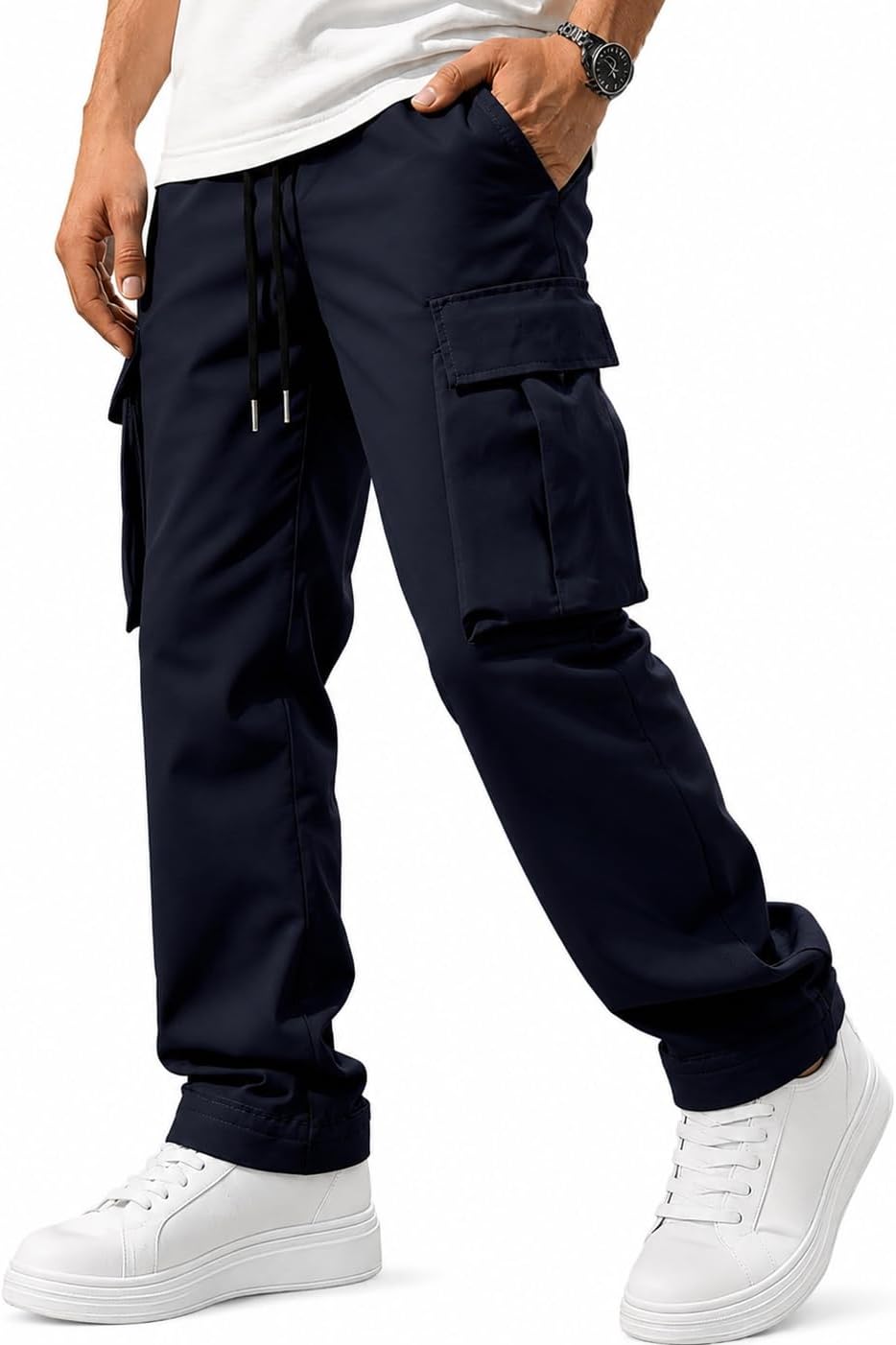 Men's Casual Cargo Pants Hiking Drawstring Pants