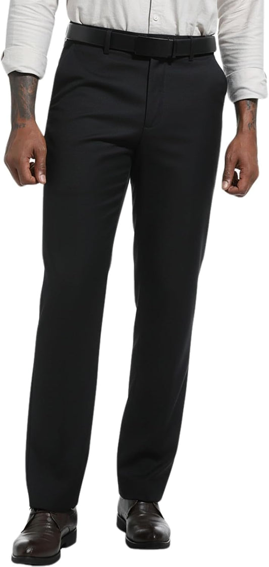 Mens Dress Pants Classic Fit Wrinkle-Free Expandable Waist Slacks | Breathable Fabric, Work Business Office, Flat Front, 4 Pockets, Machine Washable