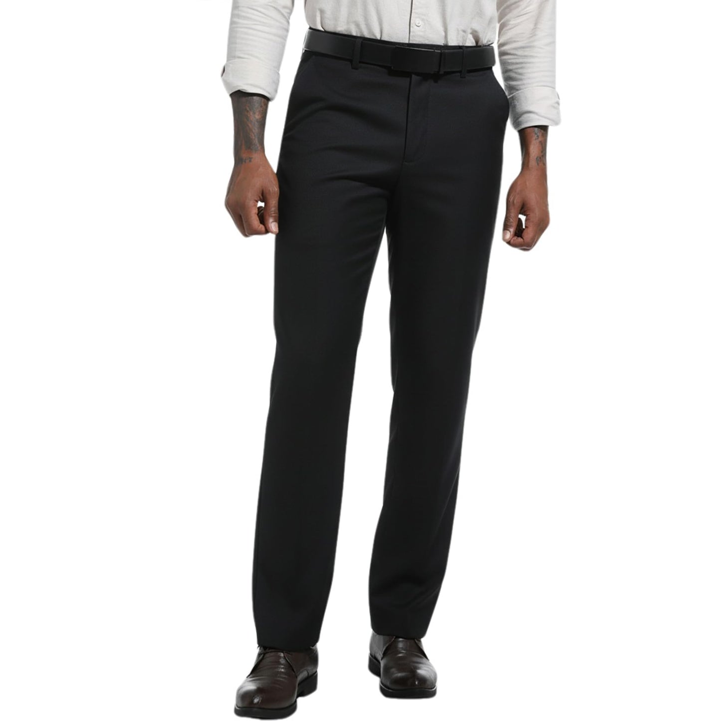 Mens Dress Pants Classic Fit Wrinkle-Free Expandable Waist Slacks | Breathable Fabric, Work Business Office, Flat Front, 4 Pockets, Machine Washable