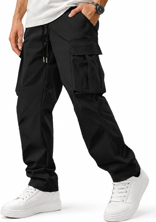 Men's Casual Cargo Pants Hiking Drawstring Pants