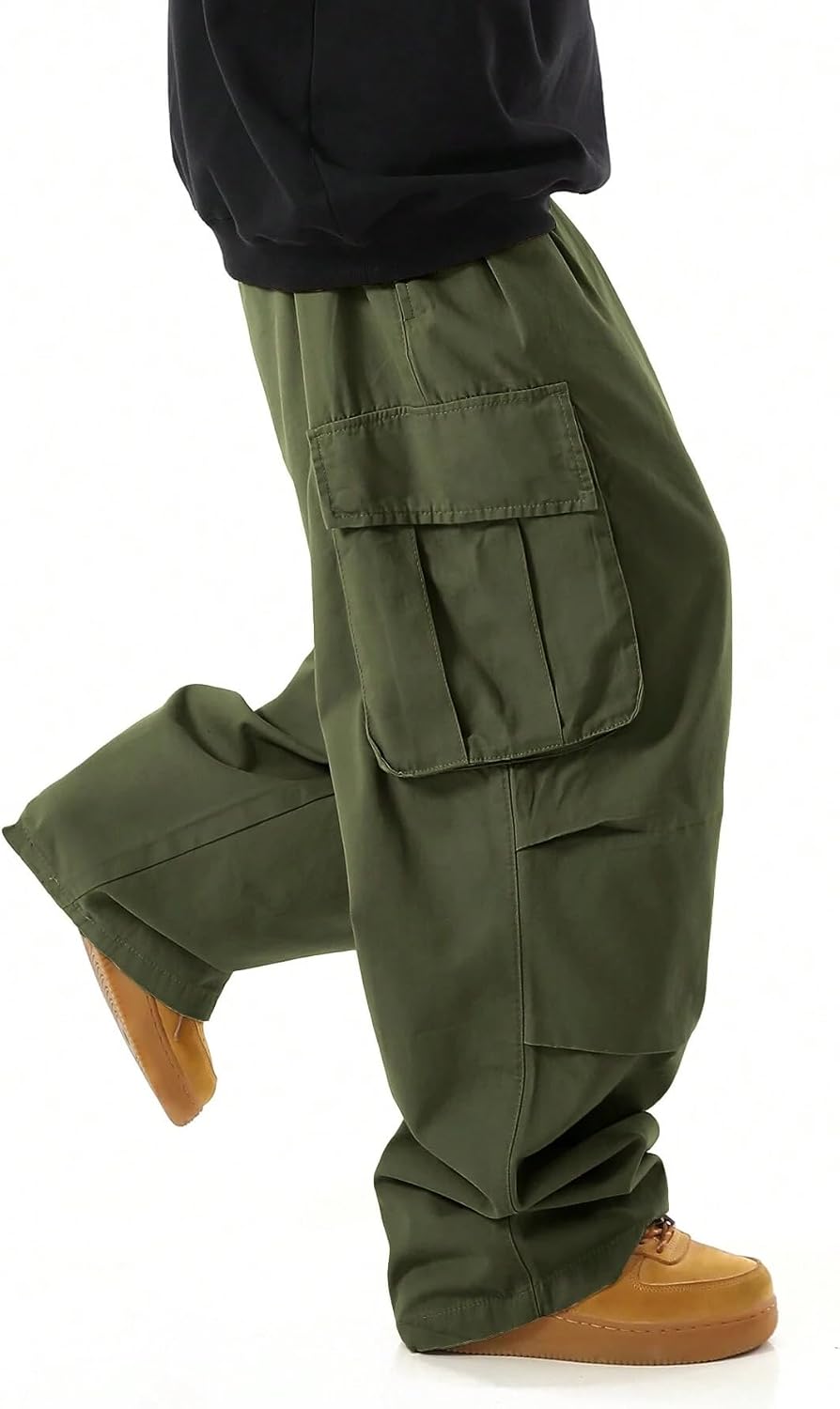 ZAFUL Men's Baggy Cargo Pants Drawstring Parachute Pant with Pockets | Wide Leg Pant,Y2k, Loose Fit, Joggers Hiking Pants, Hip Hop Pants, Flap Pockets, Streetwear