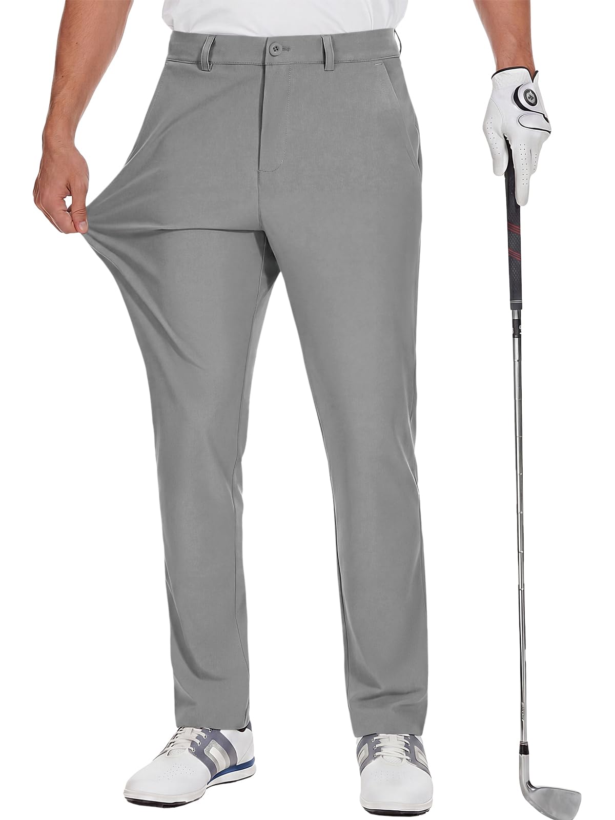 Runcati Mens Golf Pants Stretch Dress Work Pants Casual Slacks 30"/32"/34" | Slim Fit Chino, Tapered, Lightweight Fabric, Quick-Dry, 3 Functional Pockets, Straight Leg Trousers, Business Golf Wear