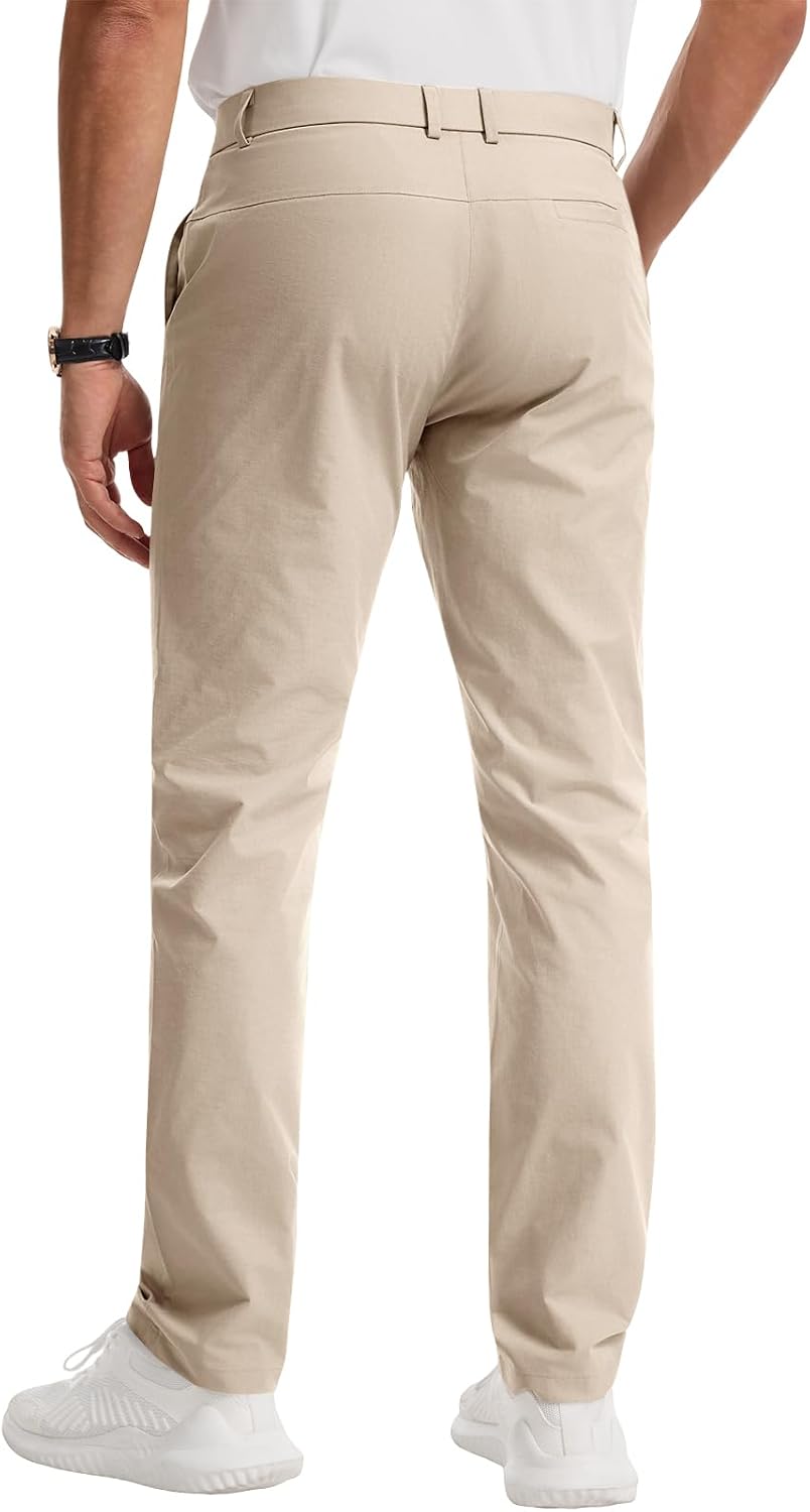 Runcati Mens Golf Pants Stretch Dress Work Pants Casual Slacks 30"/32"/34" | Slim Fit Chino, Tapered, Lightweight Fabric, Quick-Dry, 3 Functional Pockets, Straight Leg Trousers, Business Golf Wear