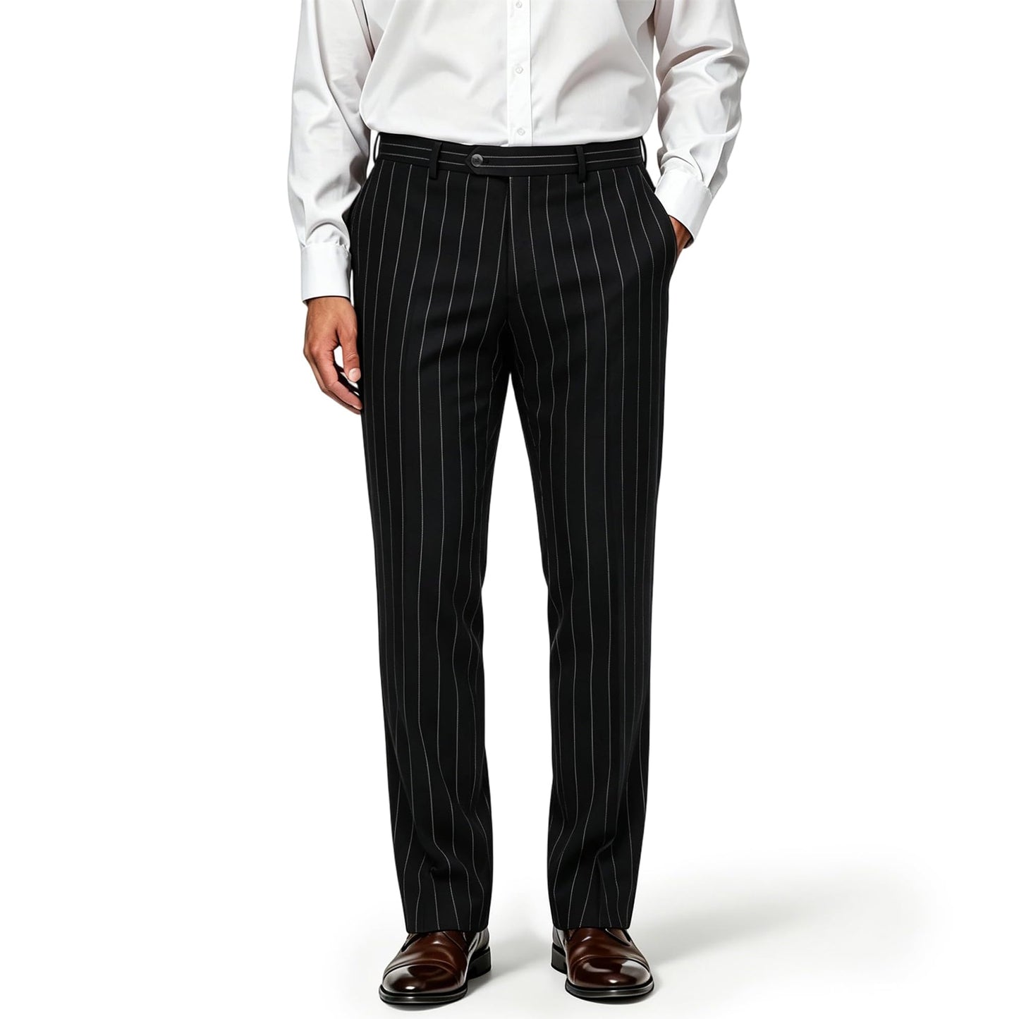 Mens Dress Pants Classic Fit Wrinkle-Free Expandable Waist Slacks | Breathable Fabric, Work Business Office, Flat Front, 4 Pockets, Machine Washable