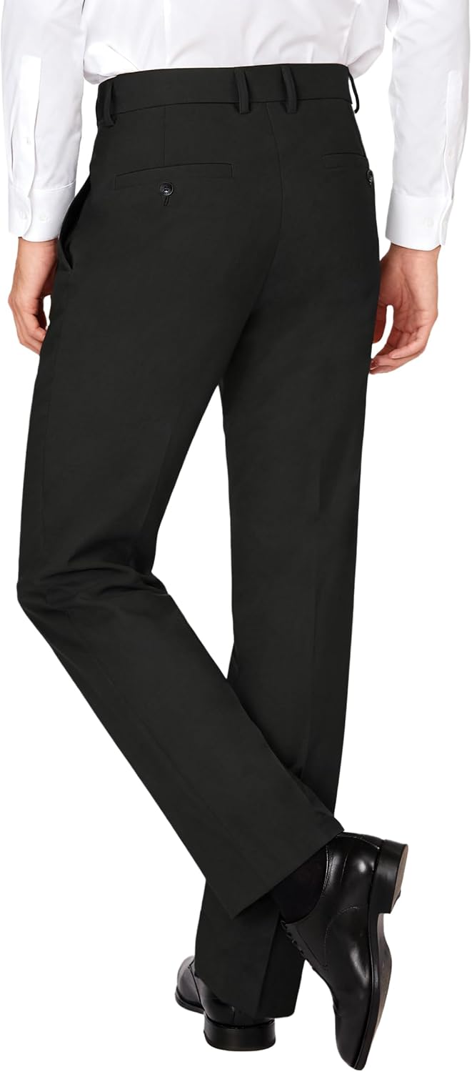 Soojun Men's Classic Fit Flex Waist Flat Front Dress Pant