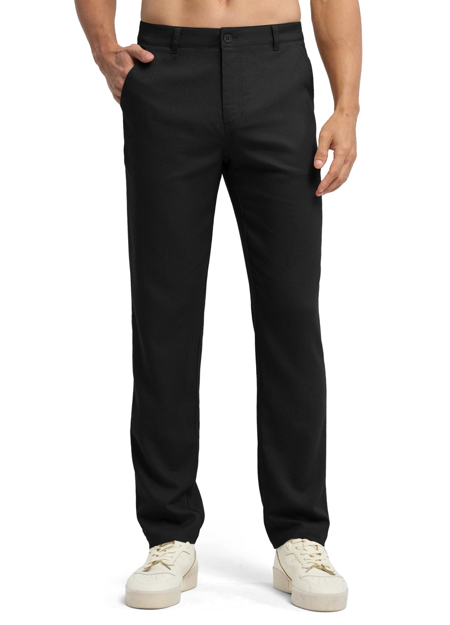 Willit Men's Linen Pants Casual Linen Dress Pants Beach Summer Lightweight Trousers 28" 30" 32"